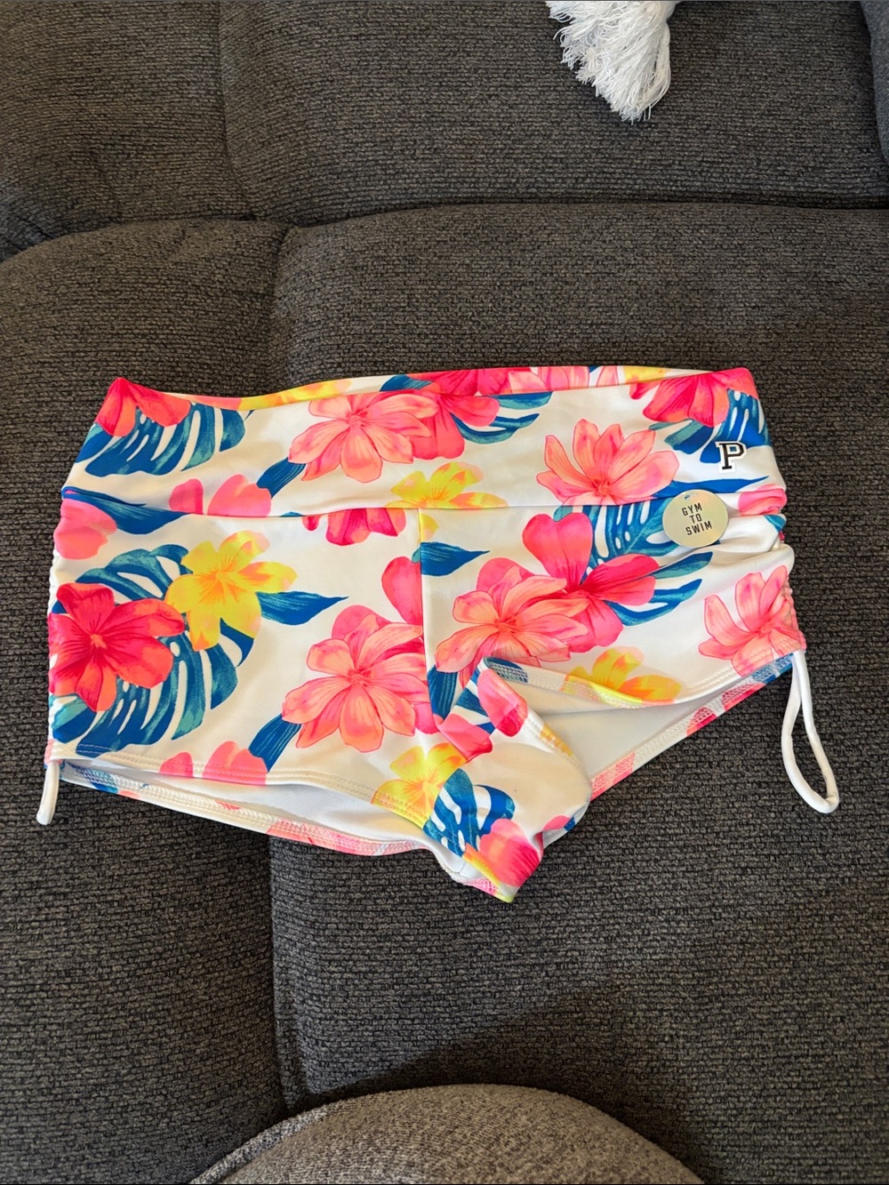 PINK Victoria's Secret Tropical Floral Swim Shorts - Pink, Yellow & Blue